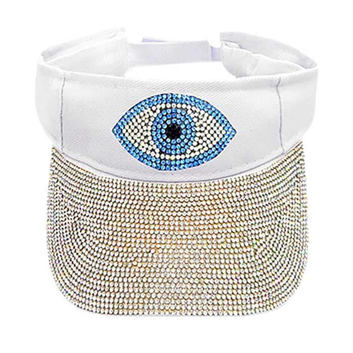 Bling Evil Eye Accented Visor Hat - Madeline Love - Flyclothing LLC