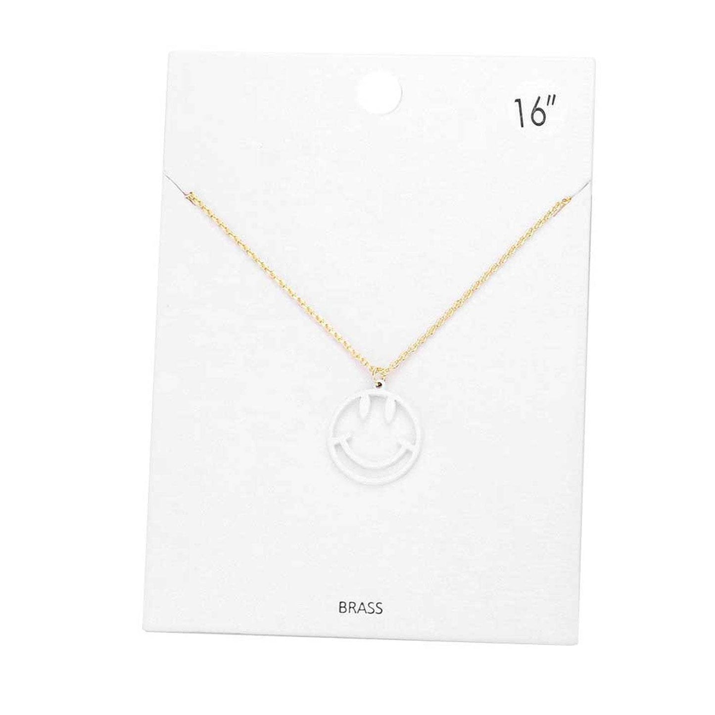 Fashionable Brass Metal Smile Pendant Necklace - Madeline Love - Flyclothing LLC