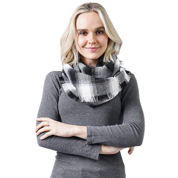 Buffalo Check Frayed Edges Infinity Scarf - Madeline Love - Flyclothing LLC