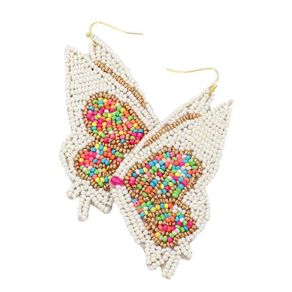 Butterfly Wing Seed Beads Dangle Earrings - Madeline Love - Flyclothing LLC