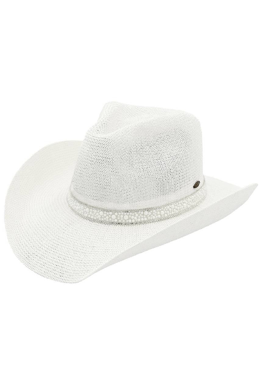 C.C Black Pearl Rhinestone Trim Cowboy Hat
