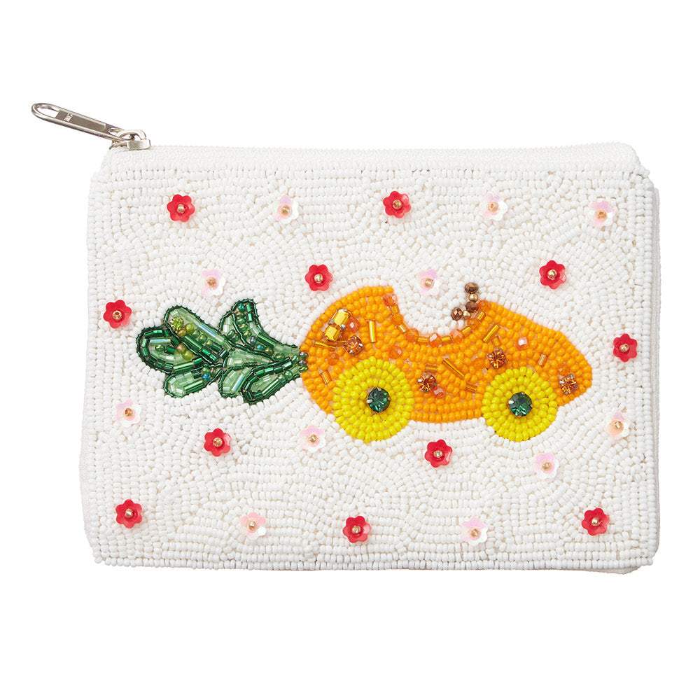 Carrot Flower Sequin Seed Beaded Mini Pouch Bag - Madeline Love - Flyclothing LLC
