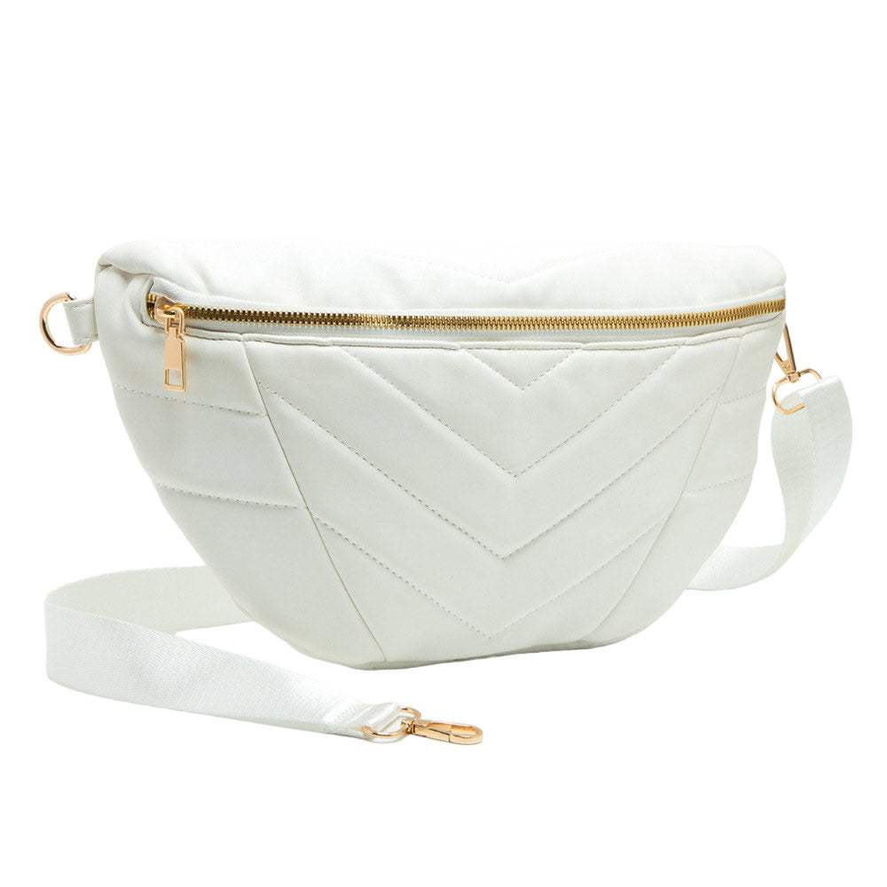 Chevron Patterned Solid Sling Bag - Madeline Love - Flyclothing LLC