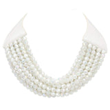 Chunky Acrylic Beaded Multi Layered Faux Leather Necklace - Madeline Love - Flyclothing LLC