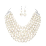 Chunky Multi Strand Pearl Bib Necklace - Madeline Love - Flyclothing LLC