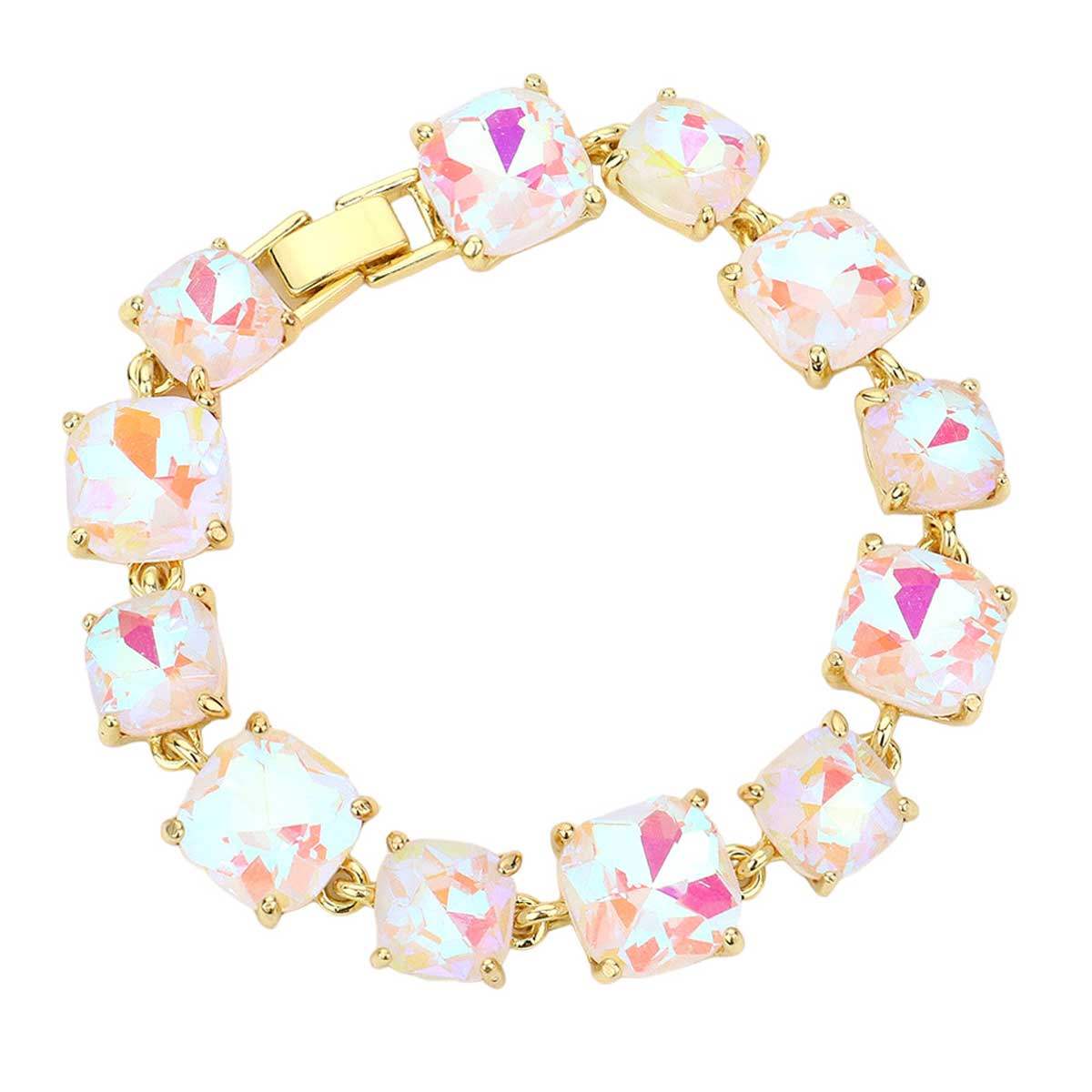 Cushion Square Stone Link Evening Bracelet - Madeline Love - Flyclothing LLC