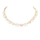 Cushion Square Stone Link Evening Necklace - Madeline Love - Flyclothing LLC