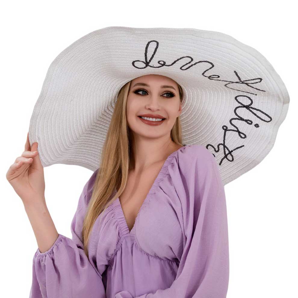 Do Not Disturb Message Wide Brim Straw Sun Hat - Madeline Love - Flyclothing LLC