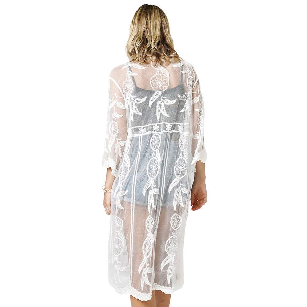 Dream Catcher Lace Long Cover Up Kimono Poncho - Madeline Love - Flyclothing LLC