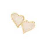 Druzy Heart Stud Earrings - Madeline Love - Flyclothing LLC