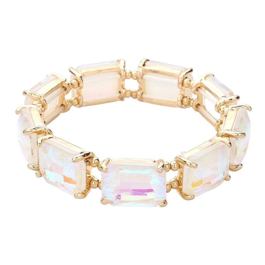 Emerald Cut Stone Stretch Evening Bracelet - Madeline Love - Flyclothing LLC