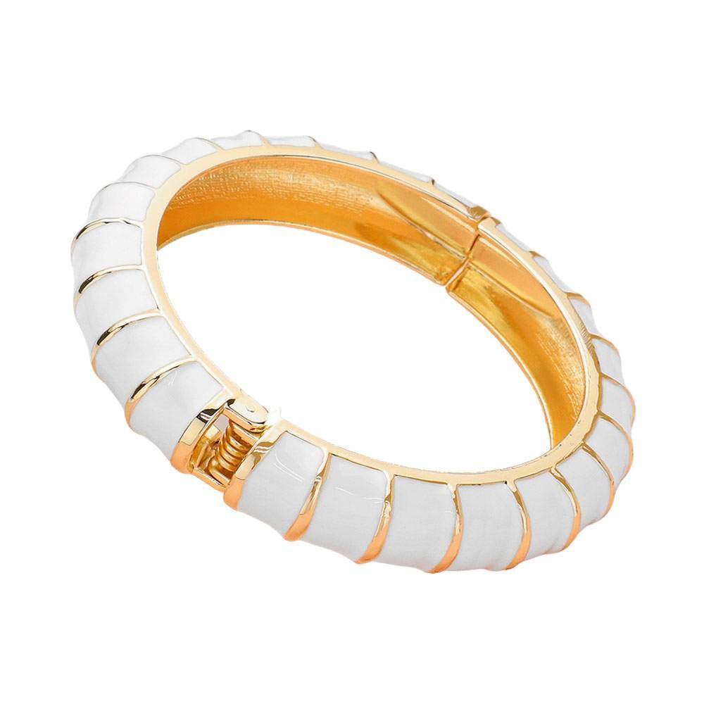 Enamel Bamboo Hinged Bangle Bracelet - Madeline Love - Flyclothing LLC