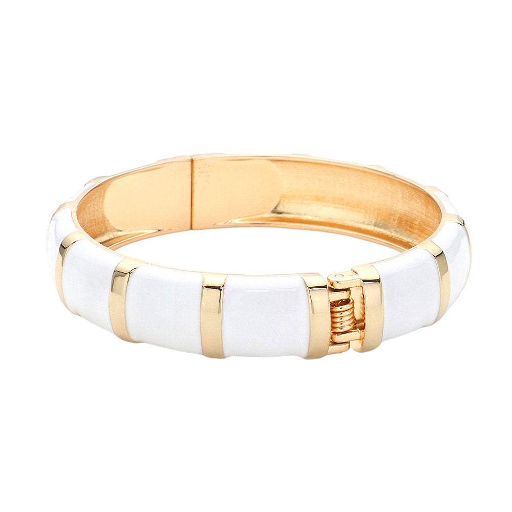 Enamel Bamboo Hinged Bangle Bracelet - Madeline Love - Flyclothing LLC
