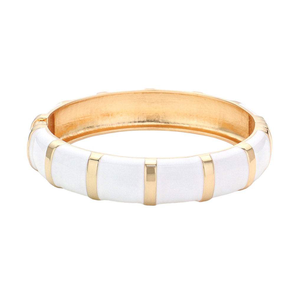 Enamel Bamboo Hinged Bangle Bracelet - Madeline Love - Flyclothing LLC