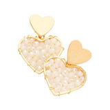 Faceted Bead Wrapped Heart Link Dangle Earrings - Madeline Love - Flyclothing LLC