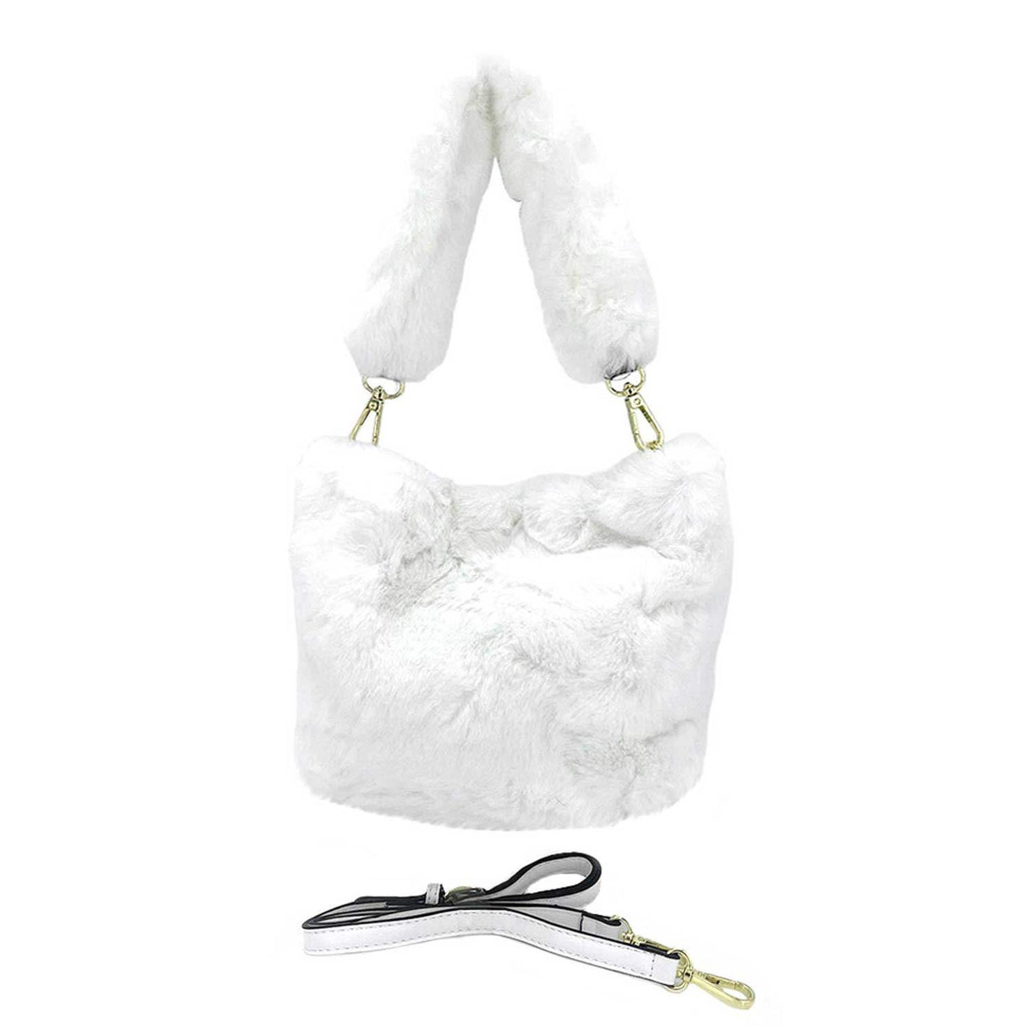Fashionable Solid Faux Fur Tote Crossbody Bag - Madeline Love - Flyclothing LLC