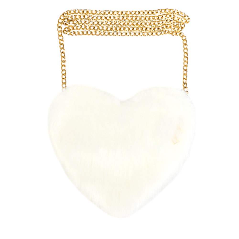 Faux Fur Heart Crossbody Bag - Madeline Love - Flyclothing LLC
