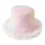 Faux Fur Trimmed Bucket Hat - Madeline Love - Flyclothing LLC