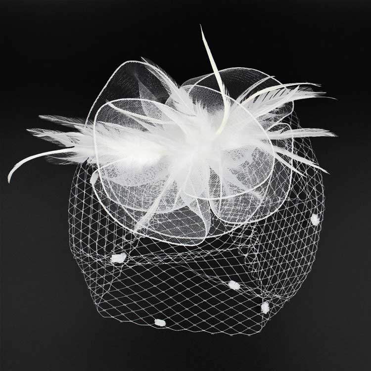 Feather Mesh Flower Fascinator Headband - Madeline Love - Flyclothing LLC