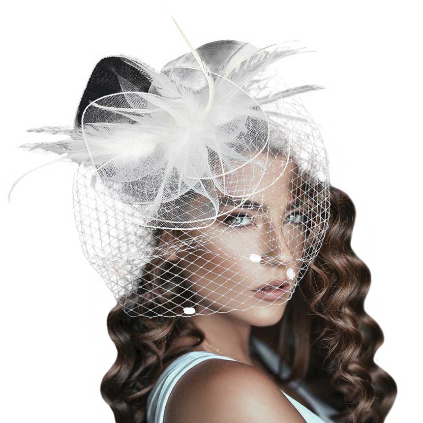 Feather Mesh Flower Fascinator Headband - Madeline Love - Flyclothing LLC