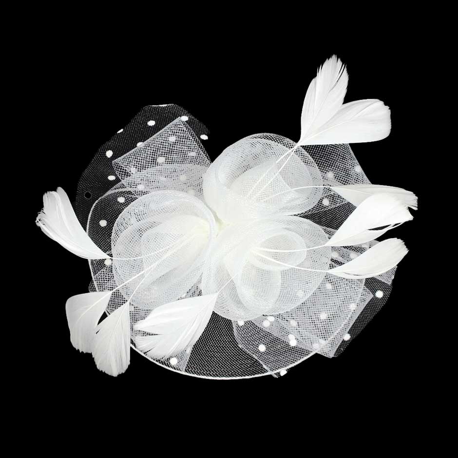 Feather Mesh Flower Fascinator Headband - Madeline Love - Flyclothing LLC