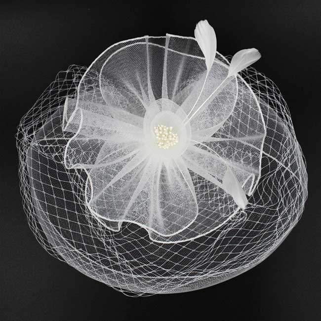Feather Mesh Flower Fascinator Headband - Madeline Love - Flyclothing LLC