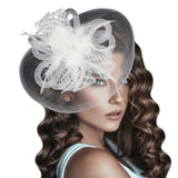 Feather Mesh Flower Fascinator Headband - Madeline Love - Flyclothing LLC