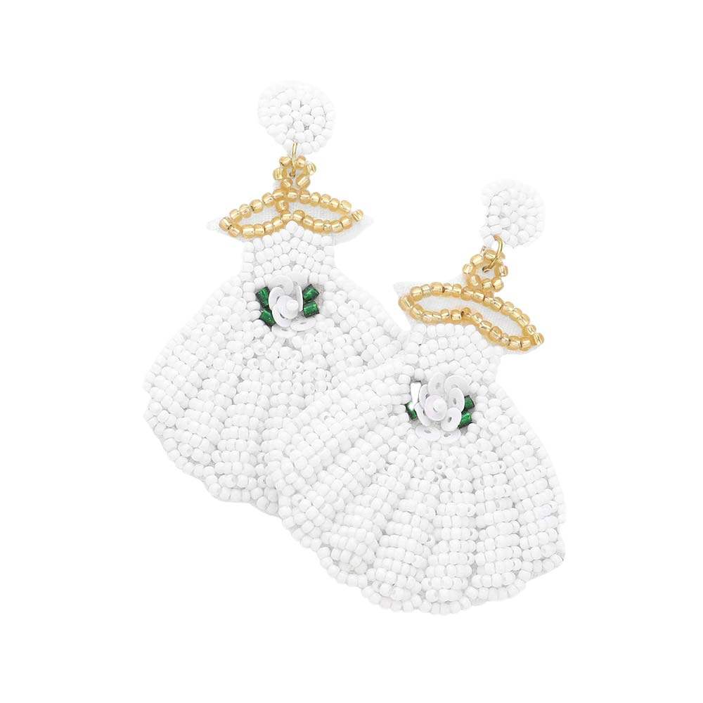 Felt Back Beaded Wedding Dress Dangle Earrings - Madeline Love - Flyclothing LLC