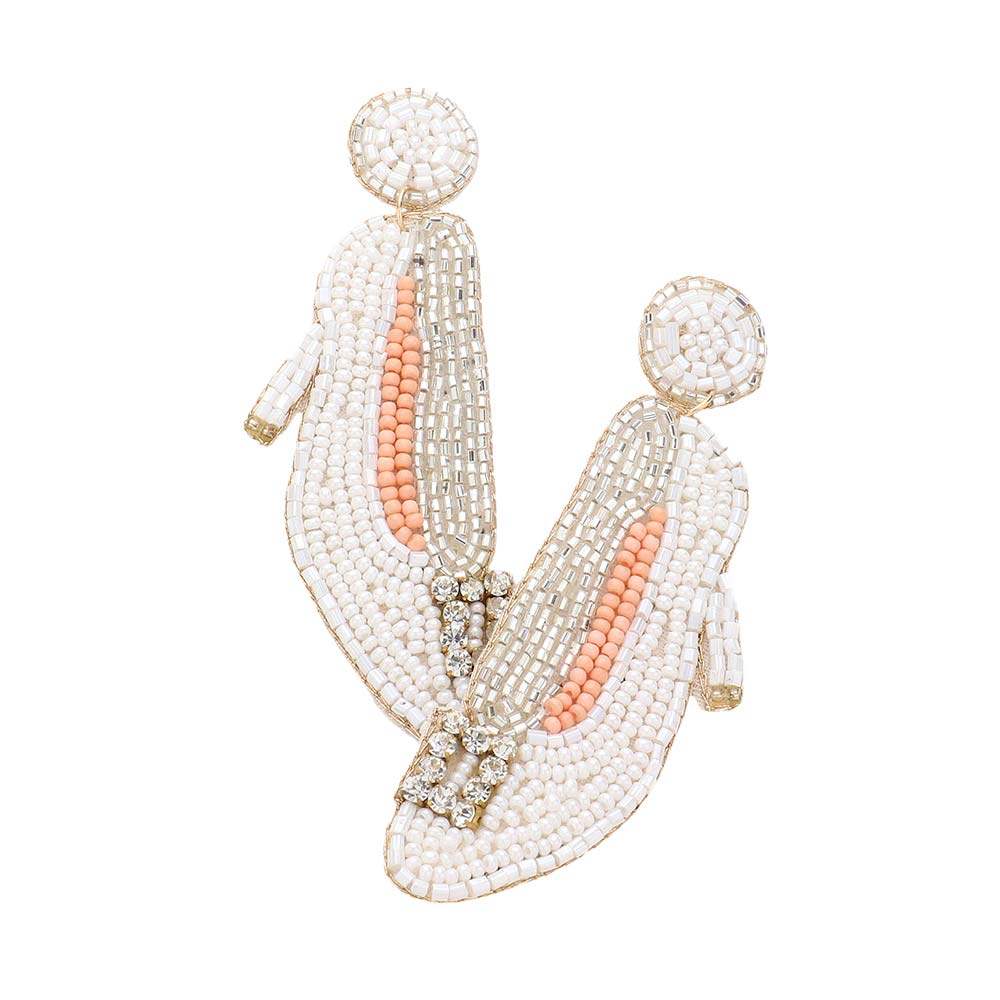 Felt Back Beaded Wedding Shoes Dangle Earrings - Madeline Love - Flyclothing LLC