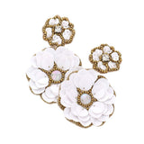 Felt Back Double Flower Link Dangle Earrings - Madeline Love - Flyclothing LLC