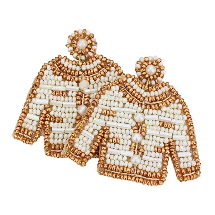 Felt Back Pearl Seed Beaded Top Dangle Earrings - Madeline Love - Flyclothing LLC
