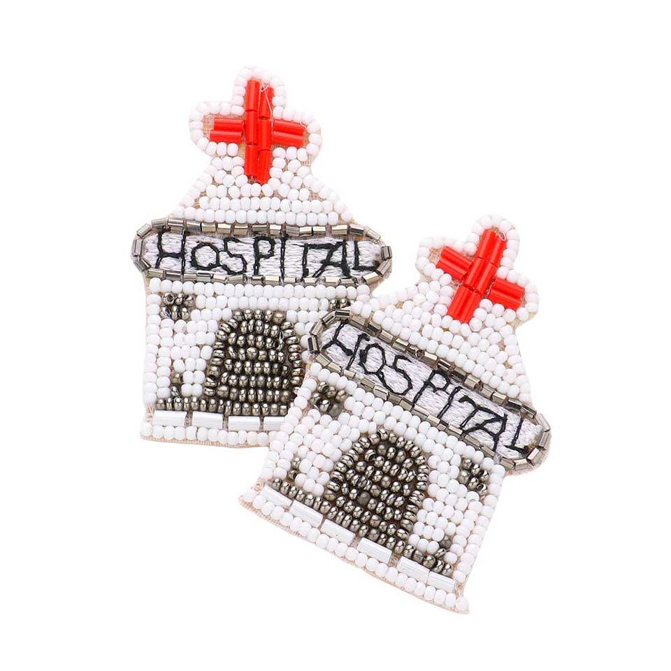 Felt Back Seed Beaded Hospital Dangle Earrings - Madeline Love - Flyclothing LLC