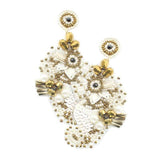 Felt Back Sequin Pearl Seed Beaded Seahorse Dangle Earrings - Madeline Love - Flyclothing LLC