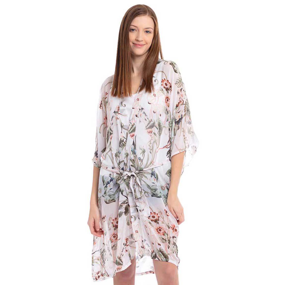 Floral Belt Kimono Poncho - Madeline Love - Flyclothing LLC