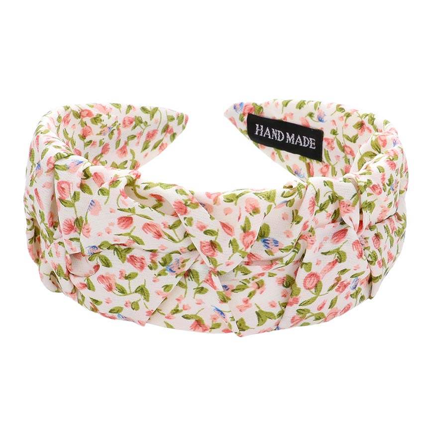 Flower Patterned Pleated Headband - Madeline Love - Flyclothing LLC