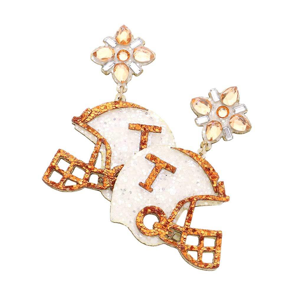 Game Day Glittered Football Helmet Dangle Earrings - Madeline Love - Flyclothing LLC