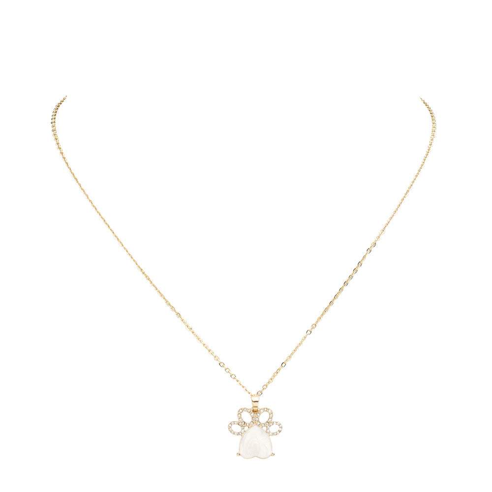 Glittered Heart Pointed Paw Pendant Necklace - Madeline Love - Flyclothing LLC