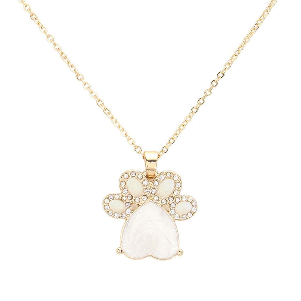 Glittered Heart Pointed Paw Pendant Necklace - Madeline Love - Flyclothing LLC