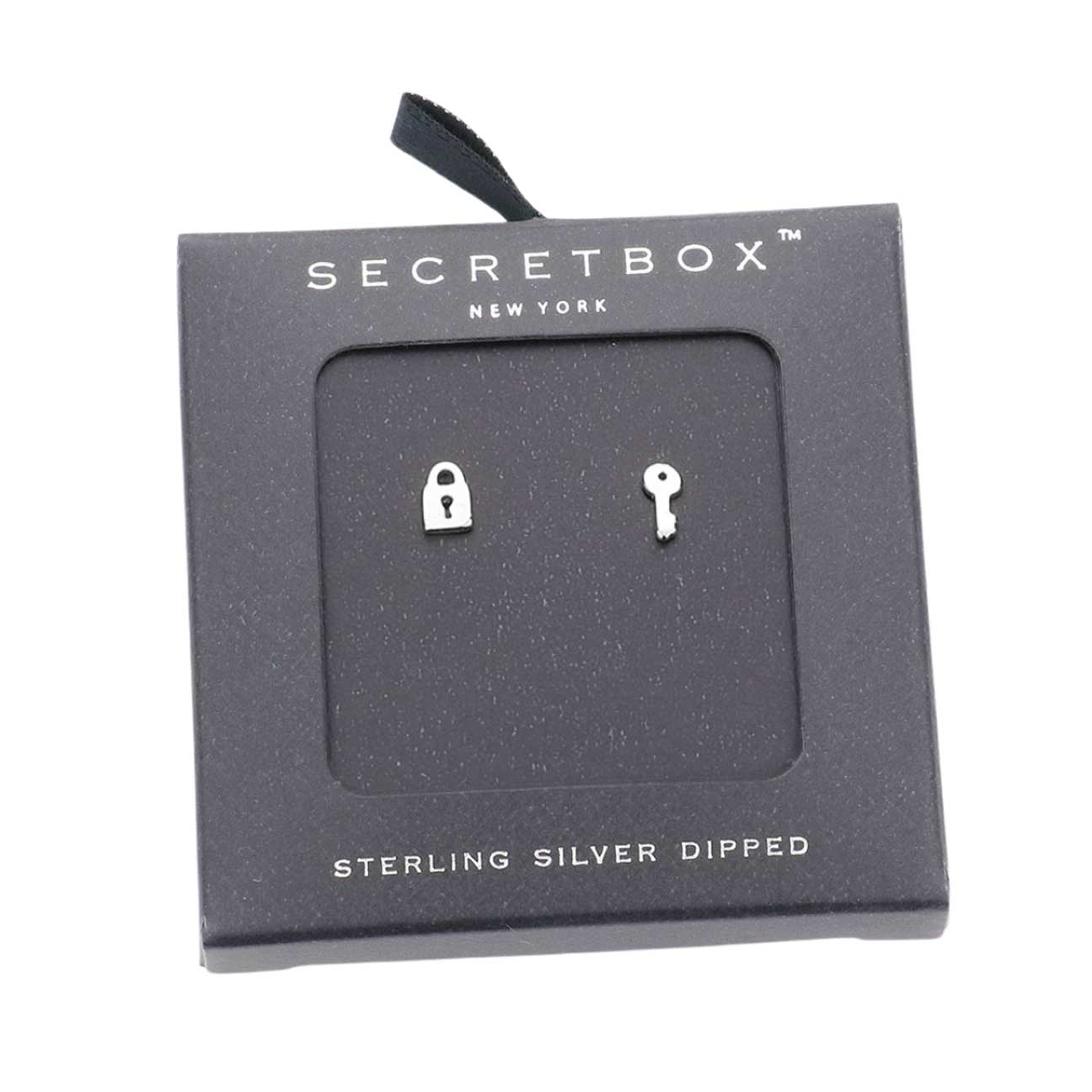 Secret Box Sterling Silver Dipped Key & Lock Stud Earrings - Madeline Love - Flyclothing LLC