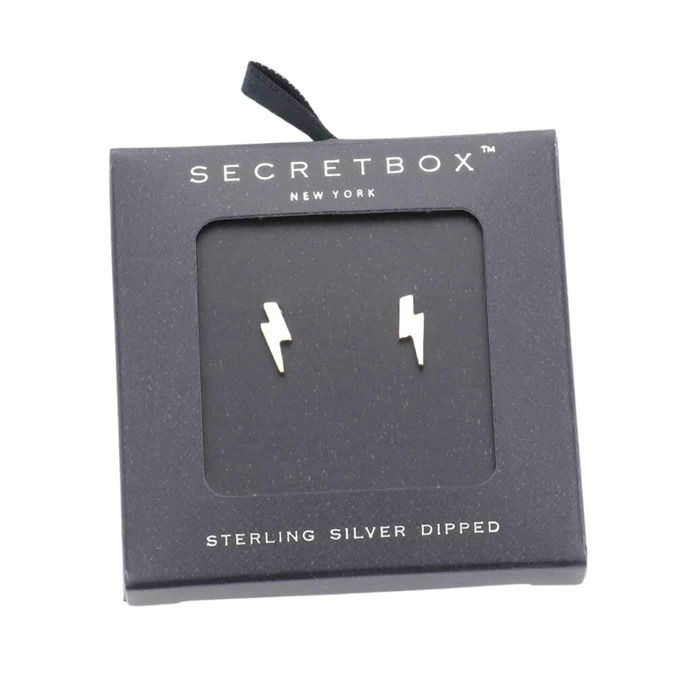 Secret Box Sterling Silver Dipped Lightning Bolt Earrings - Madeline Love - Flyclothing LLC