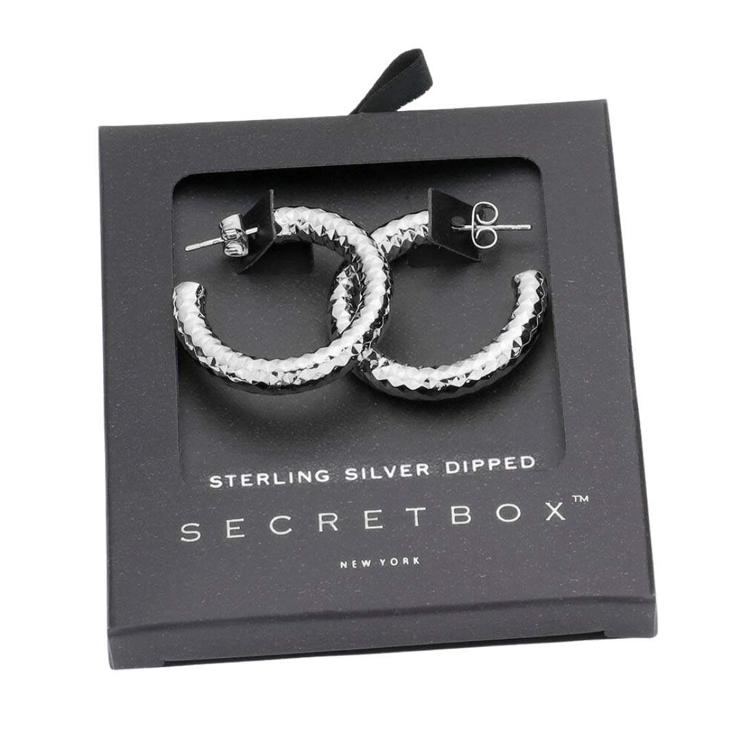 Secret Box Sterling Silver Dipped Textured Metal Earrings - Madeline Love - Flyclothing LLC