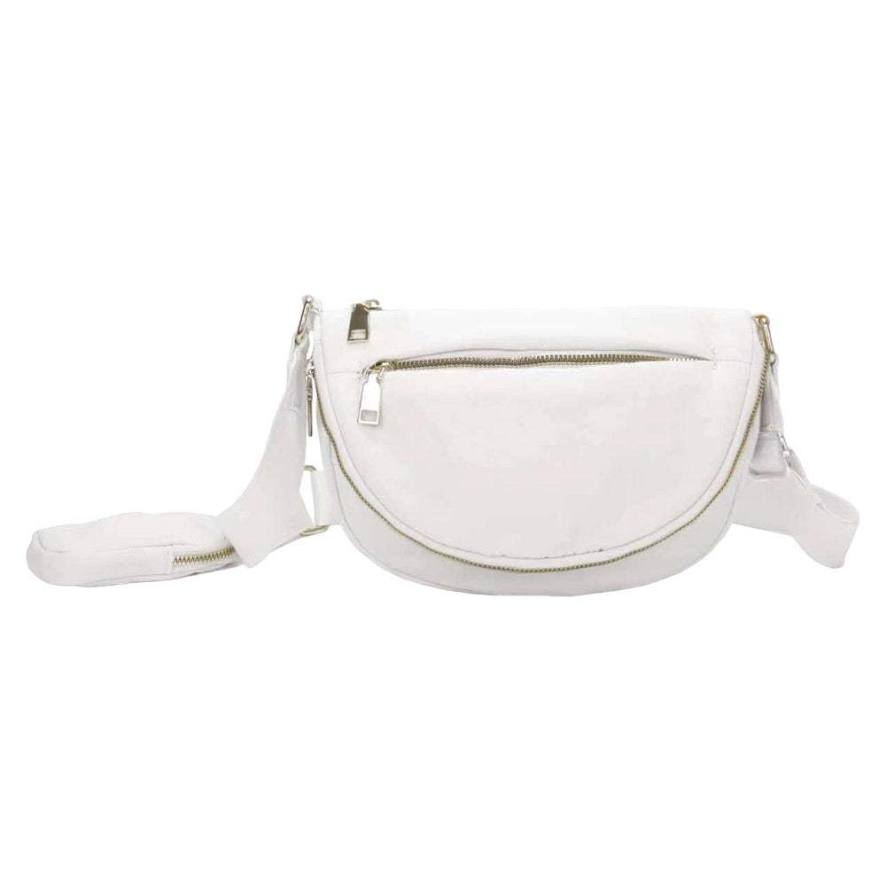 Half Round Solid Nylon Crossbody Bag - Madeline Love - Flyclothing LLC