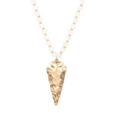 Hammered Metal Arrow Pendant Faceted Beads Long Necklace - Madeline Love - Flyclothing LLC