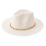 Hardware Chain Band Pointed Straw Hat - Madeline Love - Flyclothing LLC