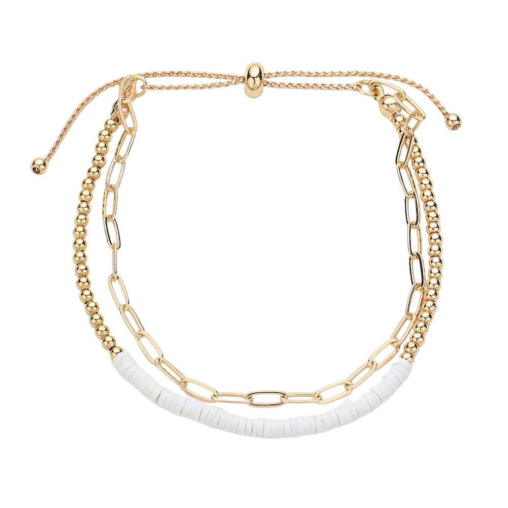 Heishi Beaded Pull Tie Cinch Bracelet - Madeline Love - Flyclothing LLC
