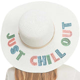 Just Chill Out Sequin Message Straw Panama Sun Hat - Madeline Love - Flyclothing LLC