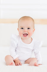 White L/S Flutter Bodysuit - Mila & Rose ® - Flyclothing LLC