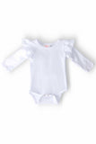 White L/S Flutter Bodysuit - Mila & Rose ® - Flyclothing LLC