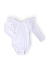 White L/S Flutter Sleeve Leotard - Mila & Rose ® - Flyclothing LLC