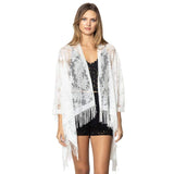 Leaf Lace Cover Up Kimono Poncho - Madeline Love - Flyclothing LLC